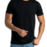 تی شرت آستین کوتاه مشکی ساده آستین کش