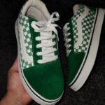 ونس شطرنجی سبز ساق کوتاه