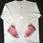 تیشرت سفید آستین رنگی فول لش